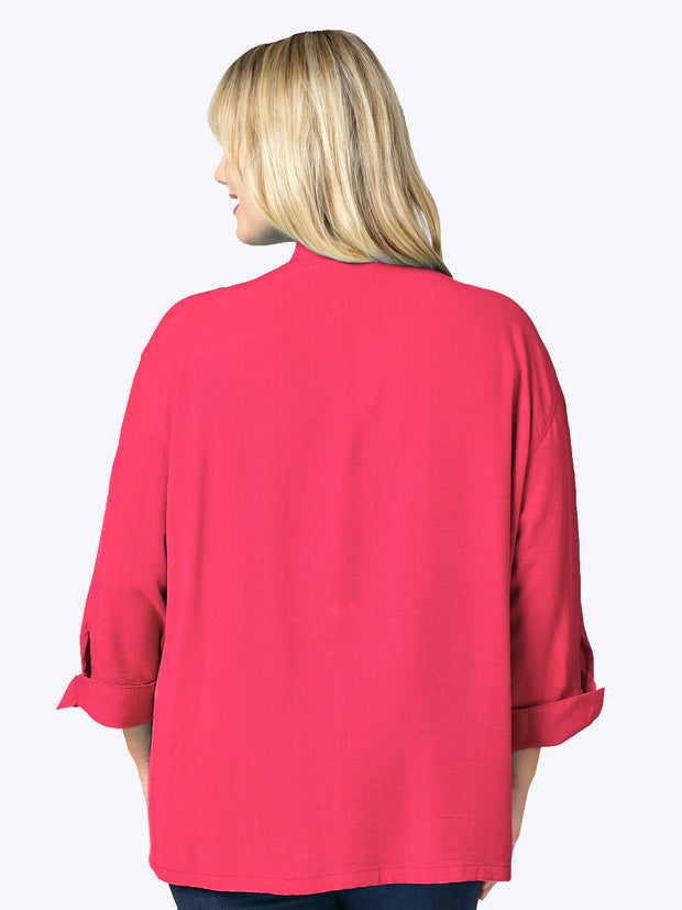 Tianello Plus Sized TENCEL™ "Taipei" Blouse-Velvet Pink