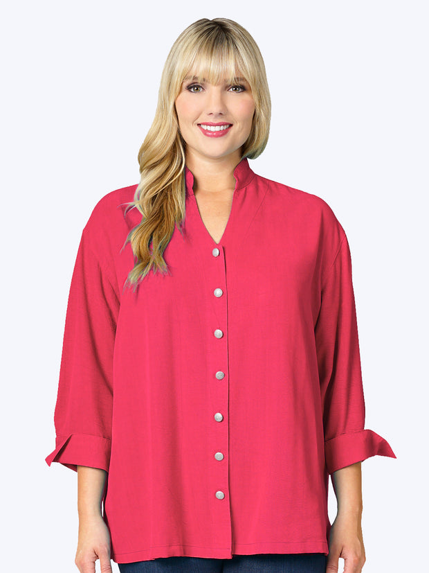 Tianello Plus Sized TENCEL™ "Taipei" Blouse-Velvet Pink