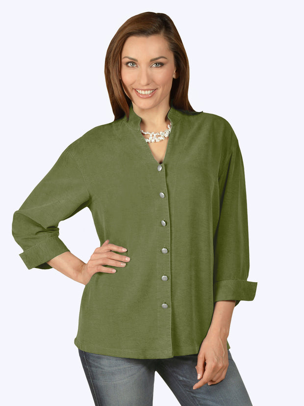 Tianello TENCEL™ "Taipei" Blouse-Spanish Olive