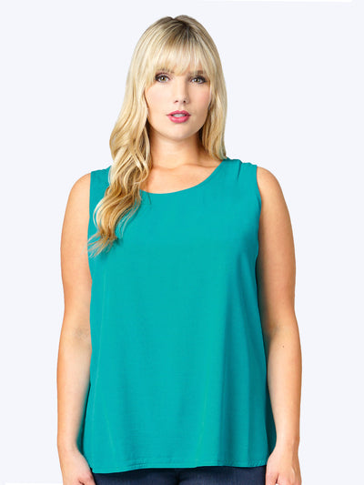 Tianello Plus Sized TENCEL™ Long Tank-Acapulco