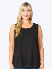 Tianello Plus Sized TENCEL™ Long Tank-Black