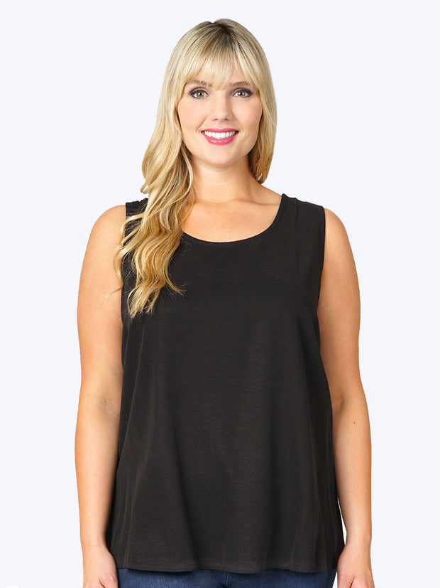 Tianello Plus Sized TENCEL™ Long Tank-Black