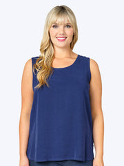 Tianello Plus Sized TENCEL™ Long Tank-Electric Blue