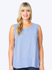 Tianello Plus Sized TENCEL™ Long Tank-Periwinkle