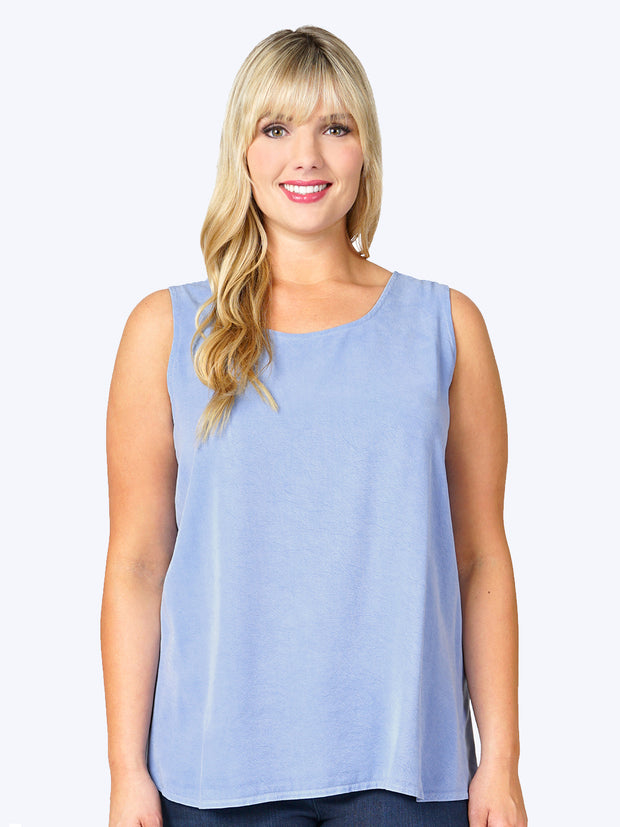 Tianello Plus Sized TENCEL™ Long Tank-Periwinkle
