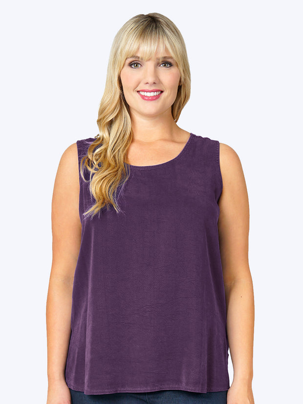 Tianello Plus Sized TENCEL™ Long Tank-Purple