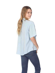 Tianello TENCEL™ Short Sleeve Camp Shirt-Mist Blue