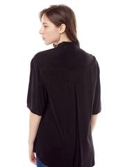 Tianello TENCEL™ Camp Shirt-Black-Black