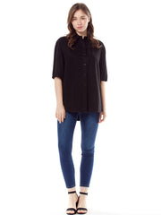 Tianello TENCEL™ Camp Shirt-Black-Black