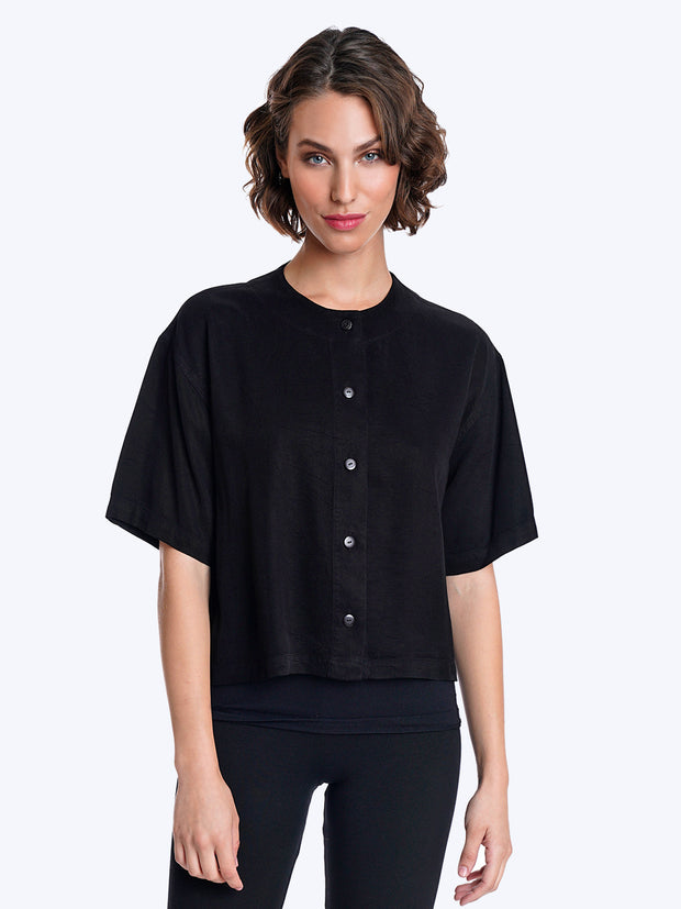 Tianello Tencel S.S. Crop Jacket-Black