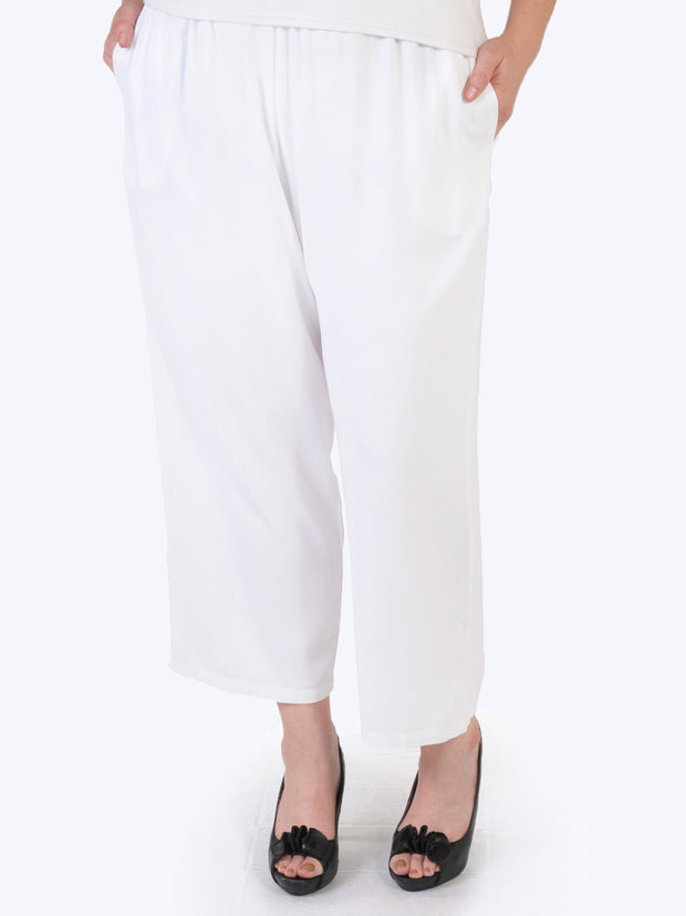 Tianello TENCEL™ Plus Sized Flood Pant-White