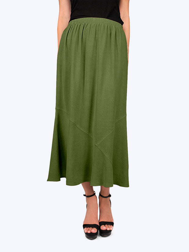 Tianello TENCEL™ Panel Skirt-Spanish Olive
