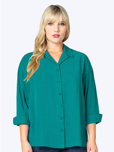 Tianello TENCEL™ Plus Sized  "Aida" Blouse-Acapulco
