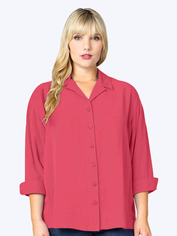 Tianello TENCEL™ Plus Sized  "Aida" Blouse-Velvet Pink