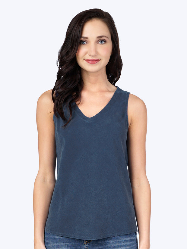 Tianello Plus sized TENCEL™ Erika Bias Tank-Cobalt