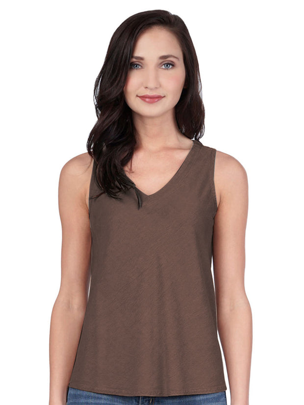 Tianello Plus sized TENCEL™ Erika Bias Tank-Expresso