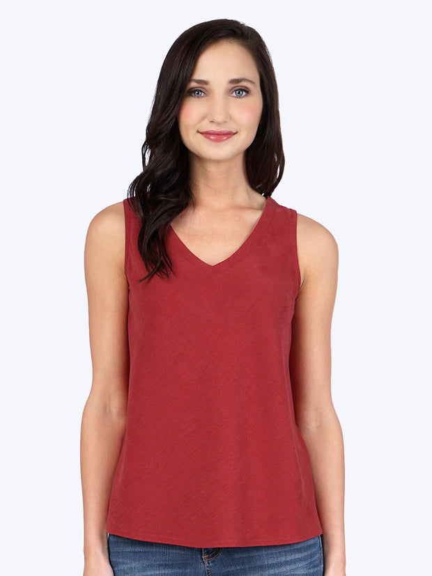Tianello Plus sized TENCEL™ Erika Bias Tank-Pomegranate