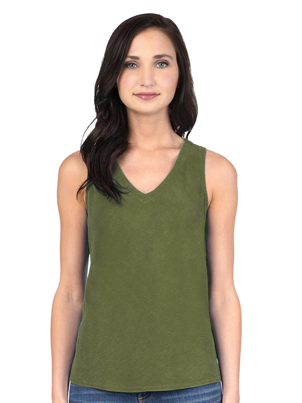 TENCEL™ Erika Bias Tank Top-Spanish Olive