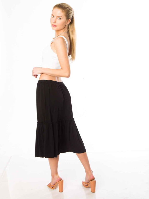 TENCEL™ Cotton  "Whisper" Knit 2-Tier "Bohemian" Skirt-Black