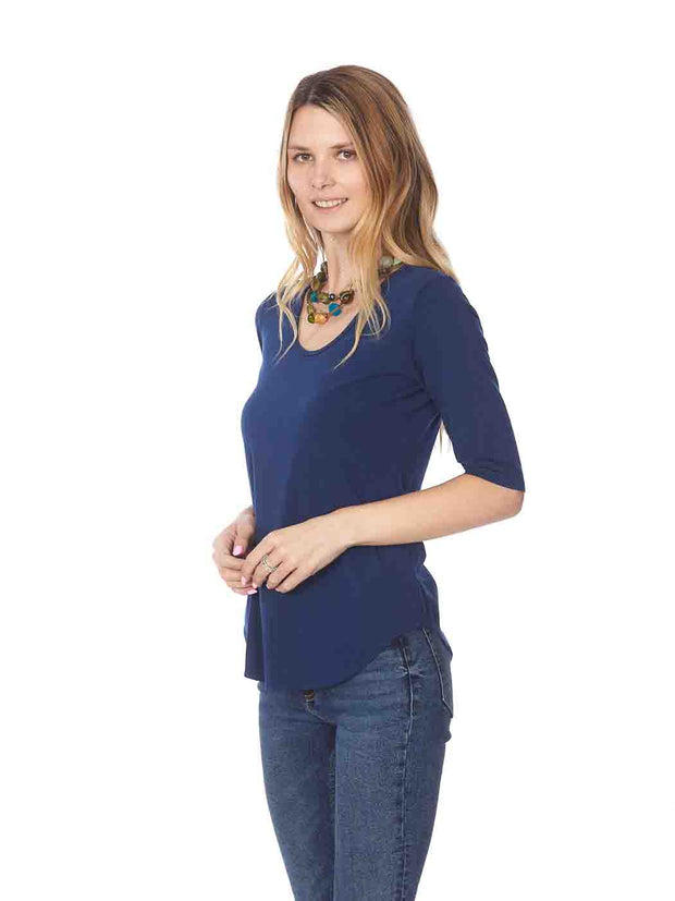 Tianello TENCEL™ Cotton "Whisper" Knit  "Koi Tee"-Cobalt