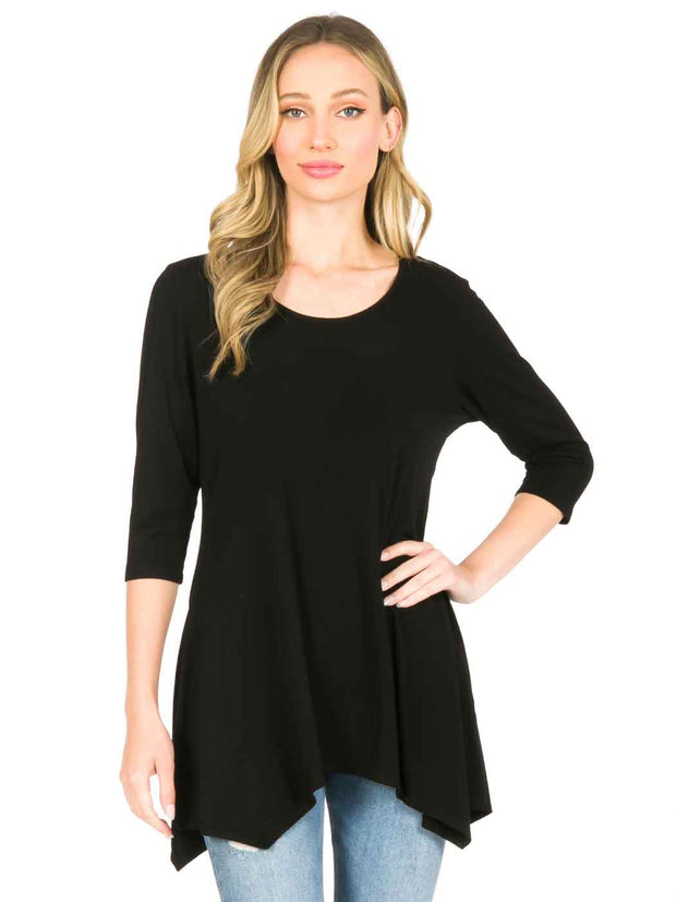 Tianello TENCEL "Whisper" Knit "Asbury" Tunic-Black