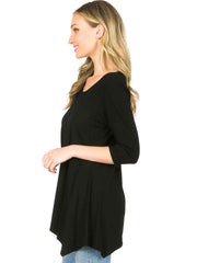 Tianello TENCEL "Whisper" Knit "Asbury" Tunic-Black