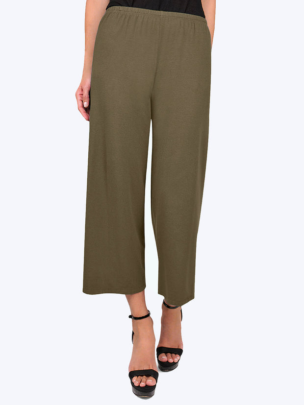 Tianello TENCEL™ Whisper Knit Flood Pant-Moss
