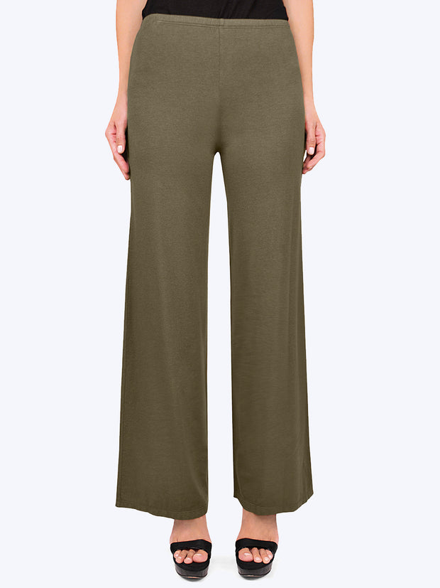 Tianello TENCEL™ Whisper Knit Palazzo Pant-Moss