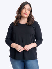 Tianello TENCEL™ Plus  Sized Whisper Knit Ballet Tee-Black