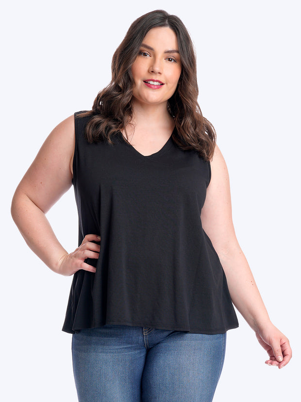 Tianello Plus sized TENCEL™ Erika Bias Tank-Black