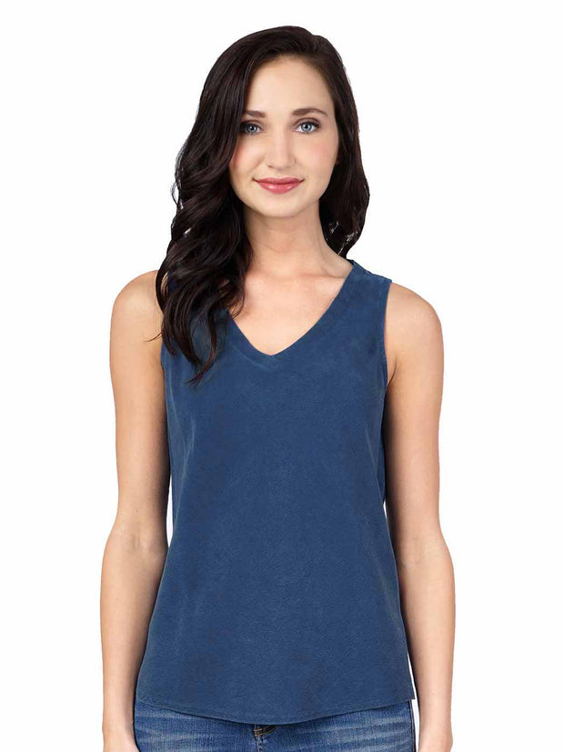 Tianello "Winston" Light Weight TENCEL™ Erika Bias Tank Top-Cobalt