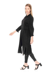 Tianello TENCEL™ "Harvard Twill" Long Duster "Daphne" Shirt Dress-Black