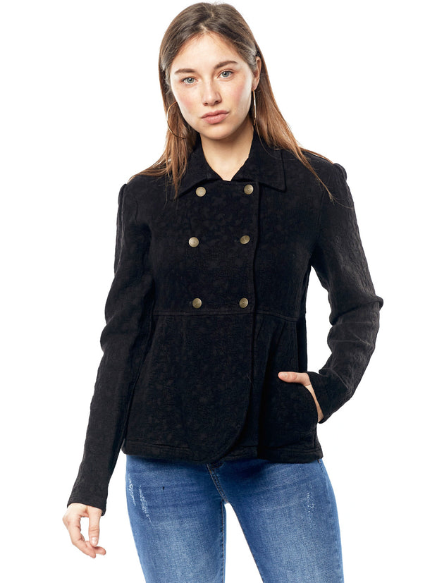 Tianello TENCEL™ Cotton Jacquard Chelsea Jacket-Black