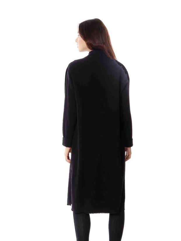 Tianello TENCEL™ "Vine" Cotton Jacquard  "Creek"  Long Duster Jacket-Black