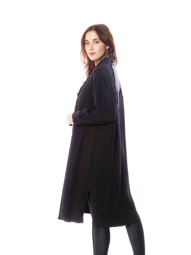 Tianello TENCEL™ "Vine" Cotton Jacquard  "Creek"  Long Duster Jacket-Black
