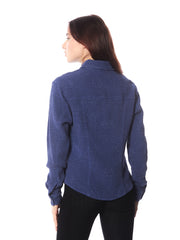 Tianello TENCEL™ "Vine" Cotton Jacquard L.S. "Jean" Jacket with Side Pockets-Cobalt