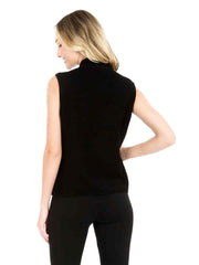 Tianello TENCEL™ "Rose" Cotton Jacquard Sleeveless "Oxford" Vest Jacket with Side Pockets-Black