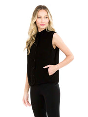Tianello TENCEL™ "Rose" Cotton Jacquard Sleeveless "Oxford" Vest Jacket with Side Pockets-Black