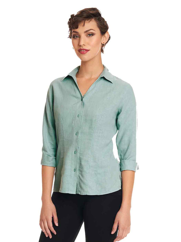 Tencel Linen "Suzy"Blouse-Bayne Blue