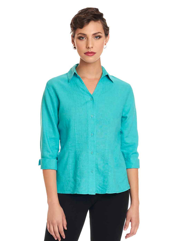 Tencel Linen "Suzy"Blouse-Glass Blue