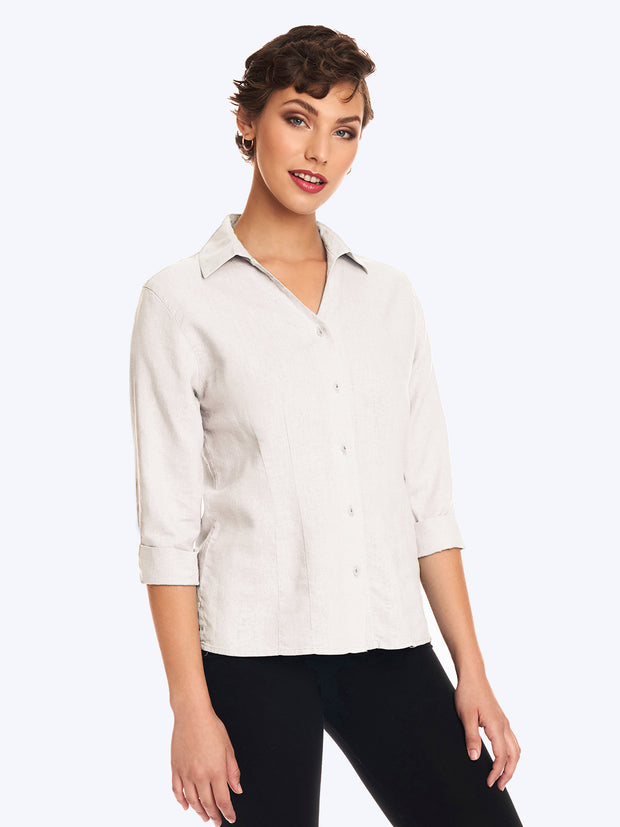 Tencel Linen "Suzy"Blouse-White
