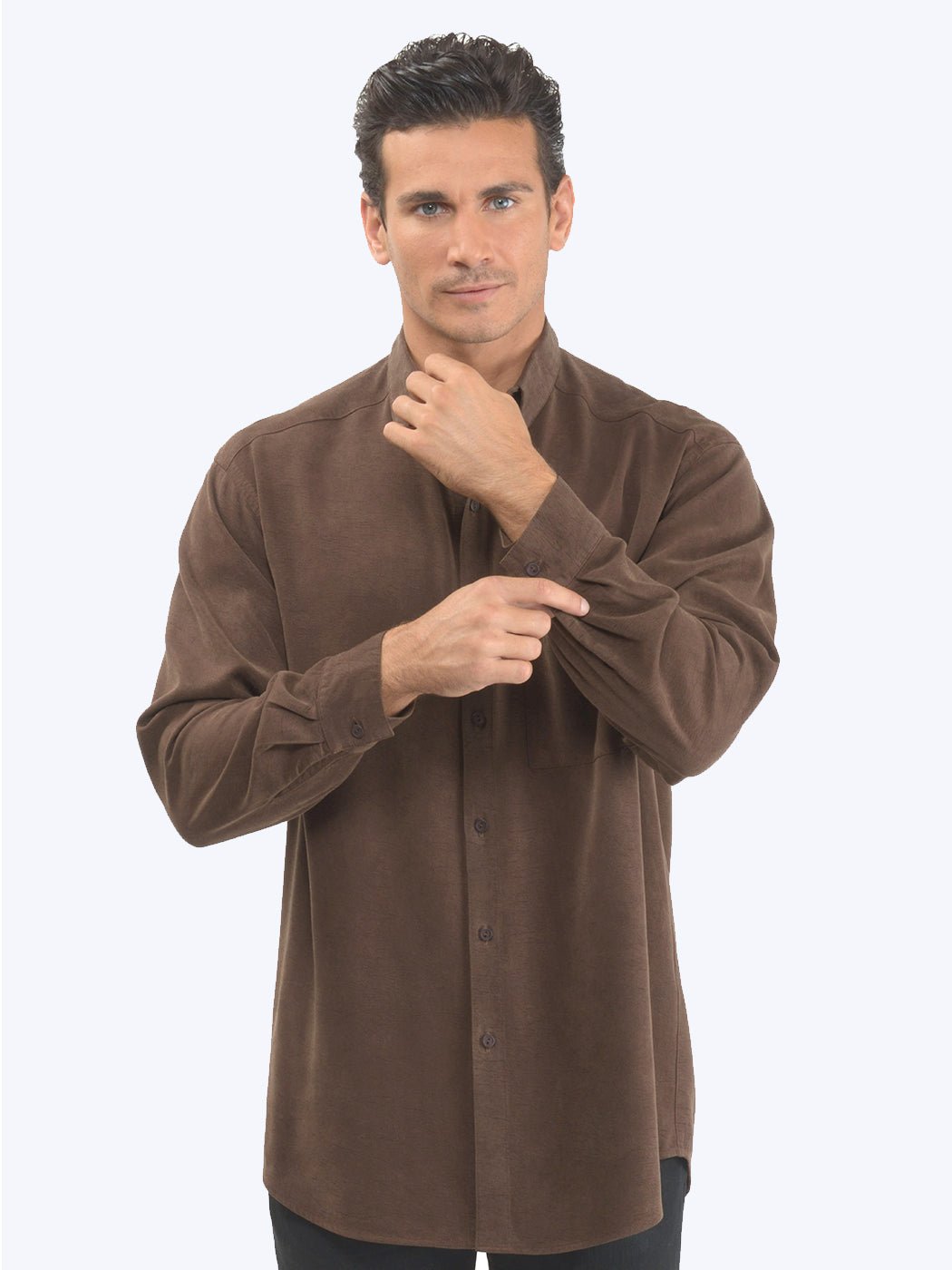 シャツ TRILLION Essential cut overfit man to man MOCHA BROWN TRFMT0 BOSS - Regular-fit T-shirt in cotton, linen and silk - Dark
