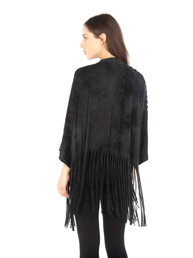 Tianello™ Knit "Paloma" Fringe Jacket-Black