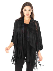 Tianello™ Knit "Paloma" Fringe Jacket-Black